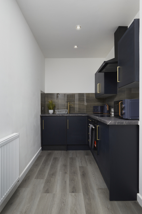 Modern kitchen space perfect for preparing home-cooked meals.