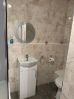 Detailed view of the toilet.