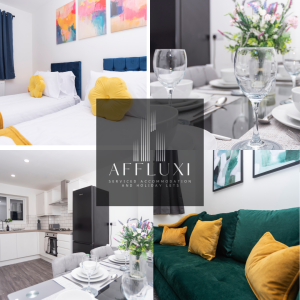 AFFLUXI — Four-view showcase of our stylish, fully equipped spaces designed for comfort, flexibility and a true home-from-home stay.