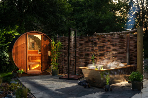 The Pigsty & Spa Garden at Tregoose Old Mill - Spa Garden with Sauna, Cold Shower & Hot Tub