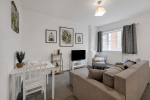 Living room with large sofa bed