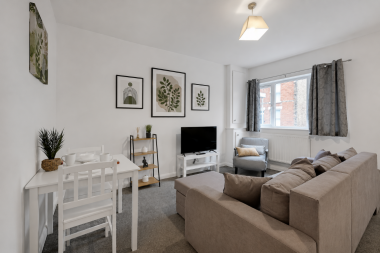 Living room with large sofa bed