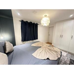 This photo represents the bedroom inside of the flat. 