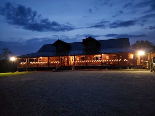 Nighttime - Front of Lodge