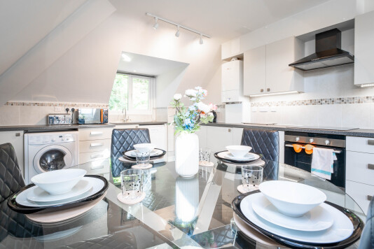 Dining table in kitchen area 