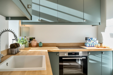 Luxury kitchen featuring a beautifully finished modern sink
