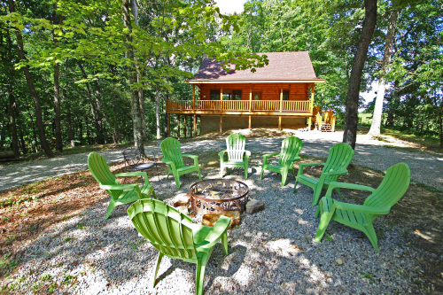 Fire Pit. with chairs, and Cospetto beyond