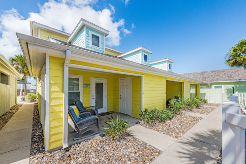 from parking, take the sidewalk shown on the left, to the center unit