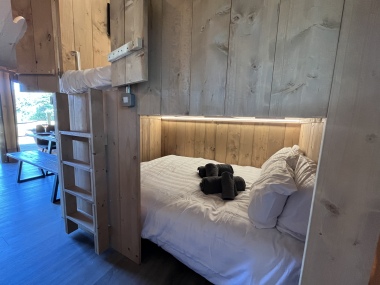 Double bed under cabin bed 