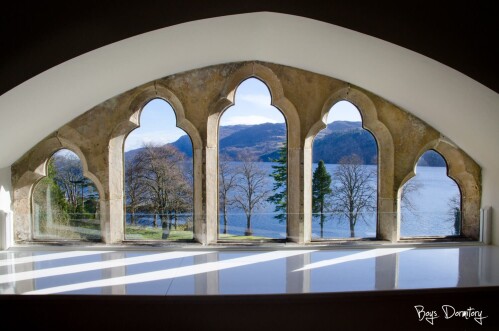 Loch Ness, as seen through the stone mullioned windows in the lounge area