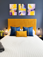 Master bedroom with king size bed and luxury hybrid memory foam mattress