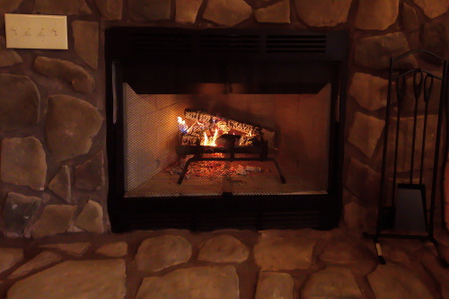 Indoor, Wood-Burning Fireplace, Kalli's Luxury Retreat