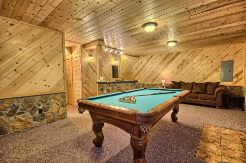 Pool Table, Lower Level, looking toward stairs, Double Pine Lodge
