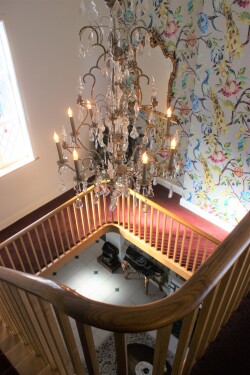 Chandelier in the stairwell.