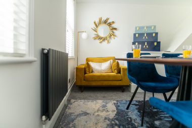 Stylish reading corner in the dining room 