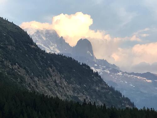 Vue du chalet : la Verte et les Drus