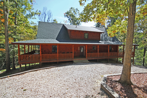 Front of Hidden Valley Lodge, showing wrap-around deck