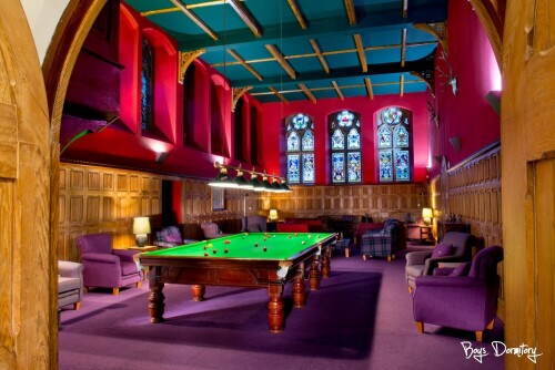 Billiards and relaxing areas in the old monks' refectory