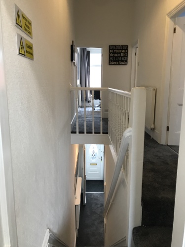 Upstairs offers a private bathroom, two bedrooms and office