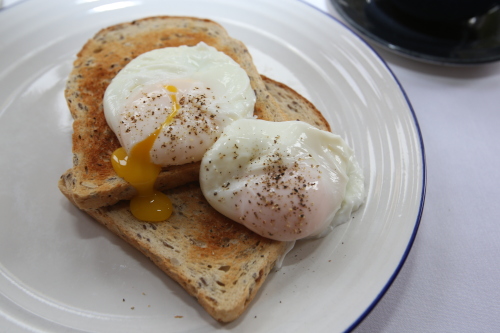 Locally sourced, poached eggs on toast