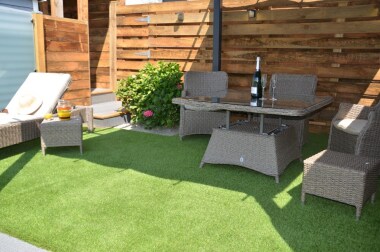 Outside seating area with lounger