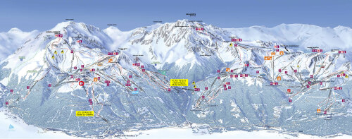 plan domaine skiable les arcs avec chalet "Cabotte"