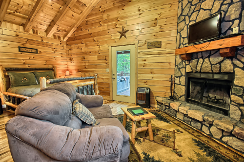 View from Loveseat in Sitting Area, with Queen Bed beyond