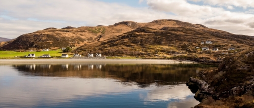 The beach and houses at Ardmair 