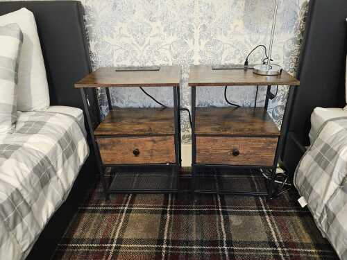 All beds have beside tables with charging ports