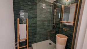 Salle de bain moderne avec douche à l'italienne et finition haut de gamme