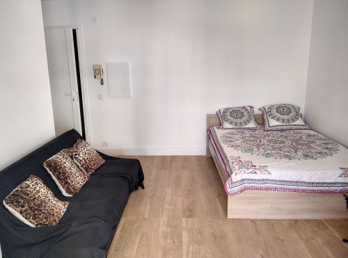 canapé lit et lit double dans le studio