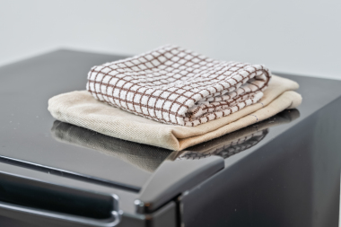 Mini Fridge and Dish Clothes