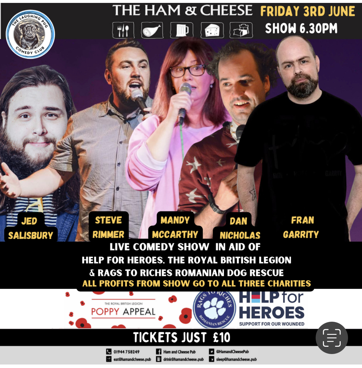 Comedy For Charity - Friday 3rd June 2022 - 6pm - Tickets £10 Per Person
