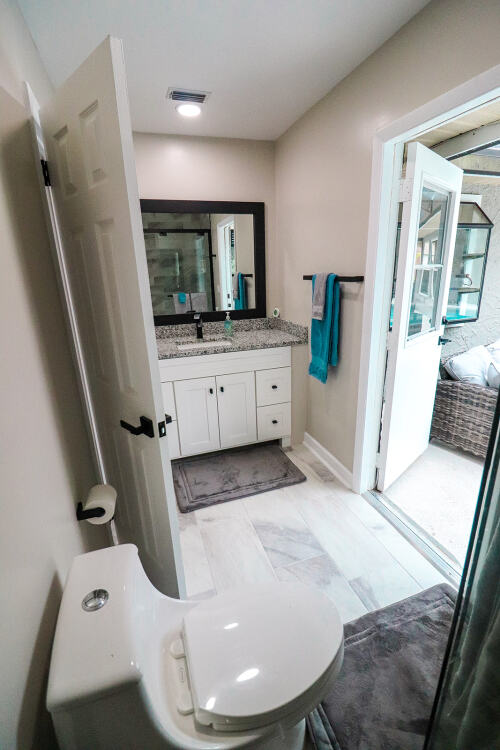 pool bathroom/queen and Triple Bunk bathroom