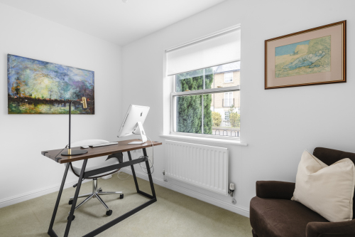 Spacious office room with comfortable chairs