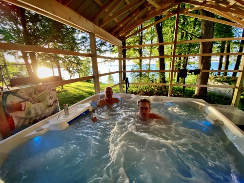 Hot tub house/spa BEFORE it was enclosed.  Now perfect anytime of year! 