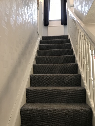Stairs leading up to bathroom, 2 x double bedrooms and 1 x office / single bedroom