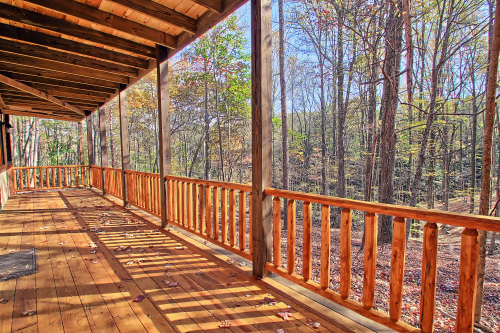 Deck and woods beyond