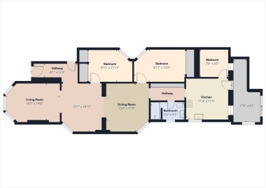 This thoughtfully designed unit offers a seamless flow between spaces, featuring a spacious living room, elegant dining area, and a well-equipped kitchen. Three cozy bedrooms provide comfort, while carefully placed hallways ensure easy access.