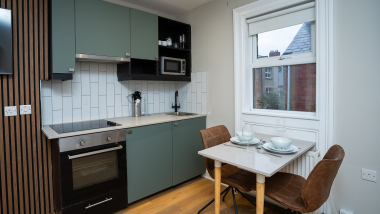 kitchen area 1 bedroom apartment