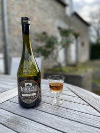 Enjoying some local pommeau outside the gîte