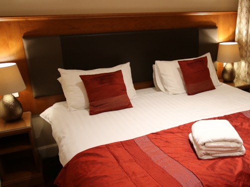 Luxury bedroom configured with double bed