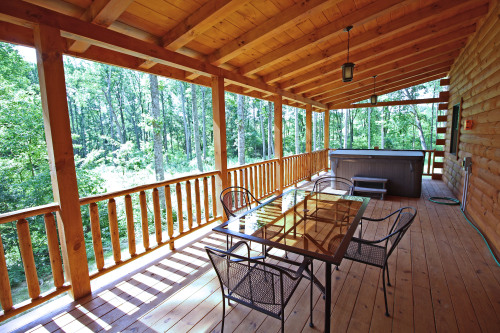 Back Deck, with Outdoor Dining Table 1 and Hot Tub