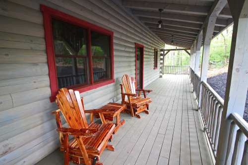 Cedar Gliders, front Porch, Looking toward right, Rustic Cedar Inn 
