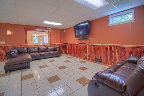 Entertainment Room, Lower Level, with Pool Table Room ahead