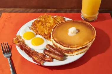 Grand Slam Breakfast from Denny's.Compliments of the Hotel. 