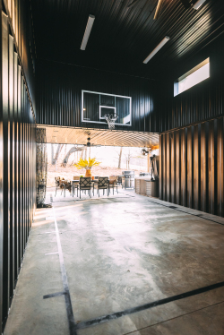 Outdoor covered basketball hoop