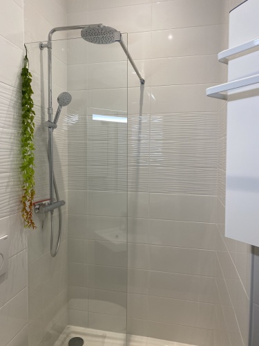 grande douche à l'italienne avec pommeau pluie