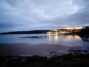 saundersfoot village at night 