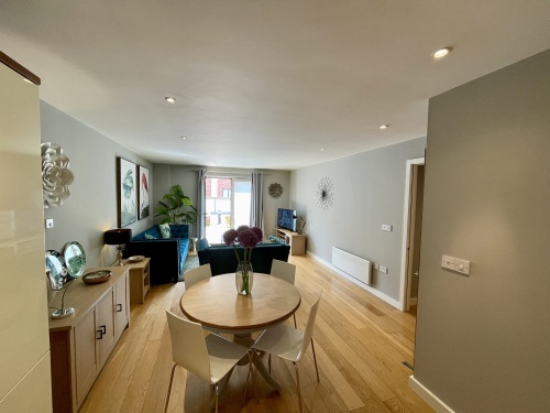 Open plan contemporary living dining space